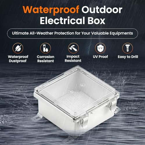 QILIPSU Outdoor Electrical Box Waterproof Junction Box 5.9"x5.9"x3.5" - color: Clear, size: 5.9"x5.9"x3.5"