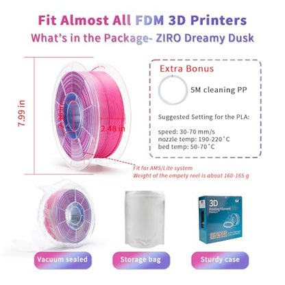 ZIRO 3D Printer Filament, Fast Color Change PLA 1KG Spool, Dreamy Dusk - color: Dreamy Dusk(matte)