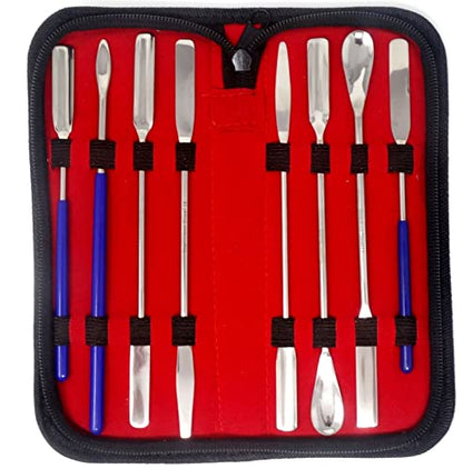 8 PCS Micro Lab Spatula Sampler Set, Stainless Steel MutliPurpose Laboratory Mixing/Filling Spatulas, Flat, Scoop, Round & Tapered Arrow End, 7"+6" Length