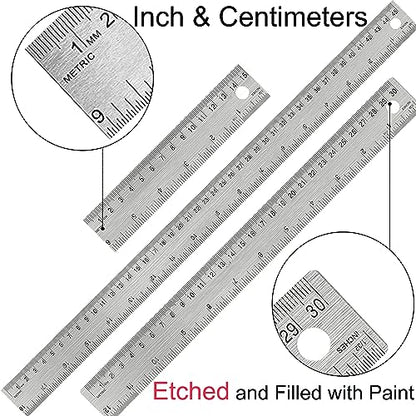 Metal Ruler 18 Inch, Non-Slip Cork Backing, Ink Bleed-Resistant Edge, 2 Pcs - style: 18" 2 PCS