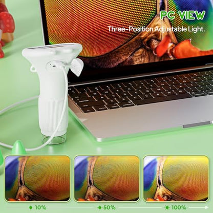 Handheld Microscope for Kids, 2" HD Screen Mini Portable Microscope Camera - color: White