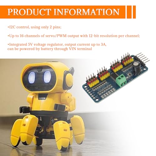 PCA9685 16 Channel PWM Servo Driver Board 12 bit IIC Interface Module Compatible with Arduino and Raspberry Pi (2pcs)