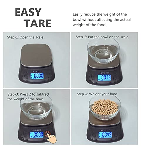 NUTRI FIT Kitchen Scales Digital Food Scale Cooking in Grams & Ounces Black - color: Black