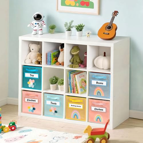 ABCKEY 11 Inch Cube Storage Bins 6 Pack with Handle and Label Window - color: 6PCS