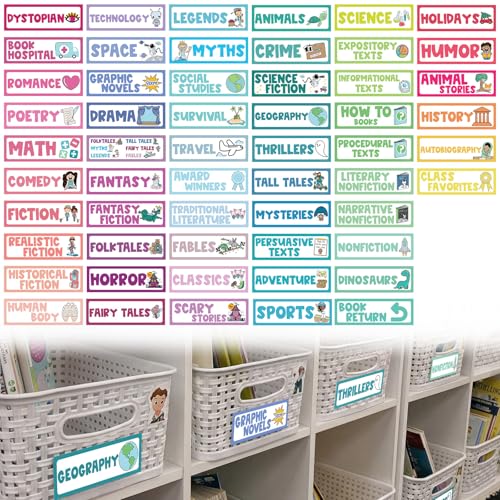 Tinlade 56 Pcs Classroom Reading Corner Label Library, Classic - style: Classic