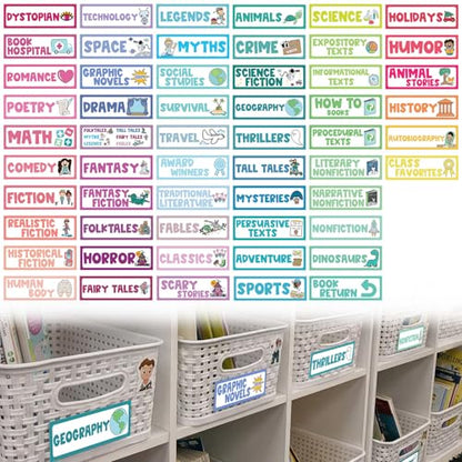 Tinlade 56 Pcs Classroom Reading Corner Label Library, Classic - style: Classic