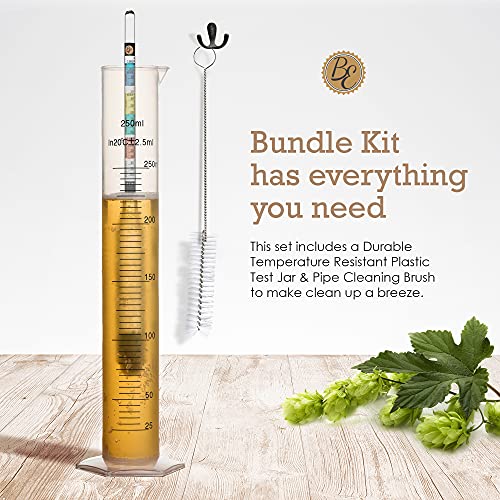 Brewer's Elite Hydrometer & Plastic Test Jar - for Home Brew Beer, Wine, Mead and Kombucha - Deluxe Triple Scale Set, Hardcase and Cloth - Specific Gravity ABV Tester - size: Hydrometer & Plastic Test Jar Kit