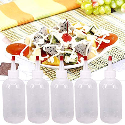 20 Pack 6-Ounce Plastic Squeeze Bottles with 20pcs Red Tip Caps and Measurement - Good for Crafts, Art, Glue, Multi Purpose Set of 20 with extra 6 Red Cap 36 Chalk Labels and 1 Pen - size: 6oz 20pack