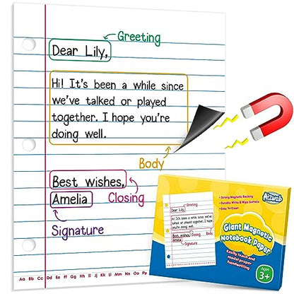 Aizweb Giant Magnetic Lined Notebook Paper,2 Dry Erase Sheets,Total Area 17" x 21.5",Handwriting Practice for Classroom Whiteboard,Chart Paper Teacher Must Have Homeschool Teaching Supplies - style: Notebook