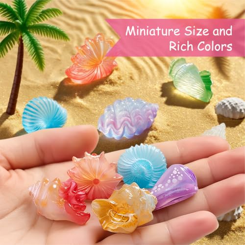 42Pcs Mini Resin Seashell Conch Figurines Small Sea Shell Figures for Craft - color: 42 Shells and Conchs - 7 Styles