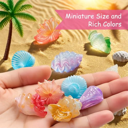 42Pcs Mini Resin Seashell Conch Figurines Small Sea Shell Figures for Craft - color: 42 Shells and Conchs - 7 Styles