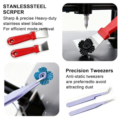 53Pcs 3D Printer Tool Kit,3D Printing Accessories Includes Nozzle Cleaning Kit,Deburring Tool,Scraper,Storage Bag,Suitable for 3D Print Cleaning, Removing, Finishing