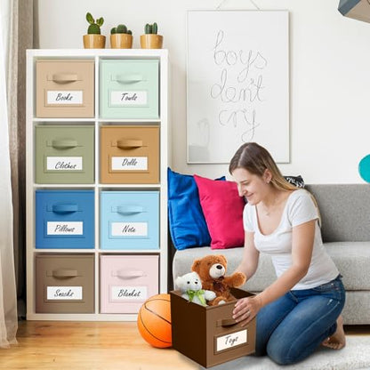 10 Pack Fabric Storage Cubes with Label 11" Collapsible Cube Bins, Boho - color: Boho, size: 11 Inch