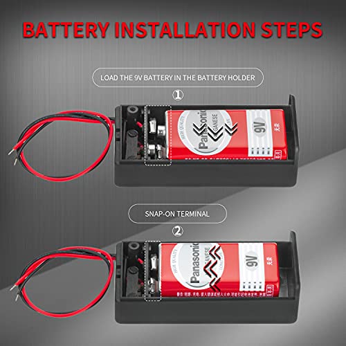 DAIERTEK 9V Battery Holder, 9 Volt Battery Holder with ON/Off Switch Cover Lead Wires 9V Battery Box 9 Volt Battery Case Connector -3Pack