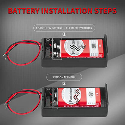 DAIERTEK 9V Battery Holder, 9 Volt Battery Holder with ON/Off Switch Cover Lead Wires 9V Battery Box 9 Volt Battery Case Connector -3Pack