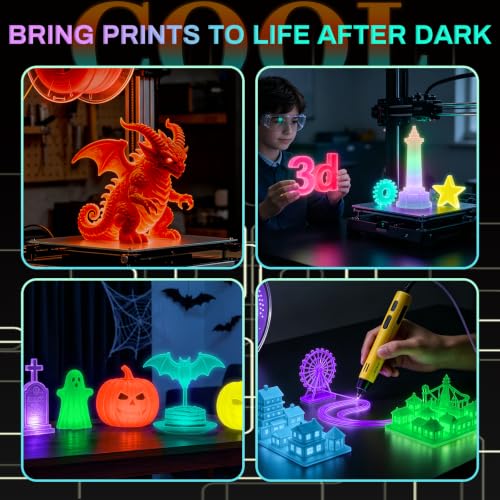 PLA+ 3D Printer Filament, Glow in The Dark Filament 1.75mm, Long-Lasting Glow & High-Brightness, Luminous Bright 3D Printing Filament for Most 3D Printer - 1kg Spool(Glow Blue Purple) - color: Bluepurple