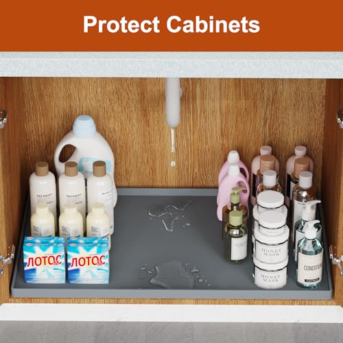 34" x 22" Extra Thick Silicone Mat Waterproof with Raised Edge, - color: Gray, size: 34"L x 22"W