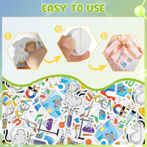 300Pcs Science Foam Stickers, Self-Adhesive Chemistry Biology Physics Stickers Science Laboratory Decals Sticker Decorations for Home Office School DIY Art Craft Teacher Classroom Supplies - style: Science