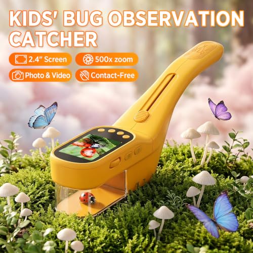 Kids Bug Catcher Microscope STEM Exploration Toy for Ages 3+ - color: Orange