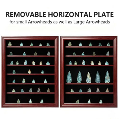 KCRasan Arrowhead Display Case Native American Arrowhead Shadow Box, Large - size: Large Mahogany