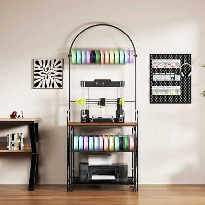 Large 3D Printer Stand with Filament Storage & Rolling Printer Cart