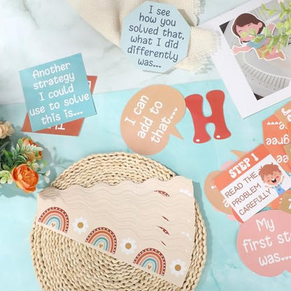 Pajean 85 Pcs Math Bulletin Board Set Retro Math Posters Classroom Decorations for Elementary Middle High School Mathematics Education Posters Teacher Supplies - style: Retro
