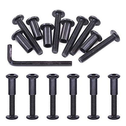 Swpeet 25Pcs M6x40mm Carbon Steel Black Hex Drive Socket Cap Bolts Barrel Nuts Assortment Kit with 1Pcs Allen Wrench, Screw Post Fit for Furniture Countsunk Belt Buckle Leather Binding Bolts - size: M6x40mm
