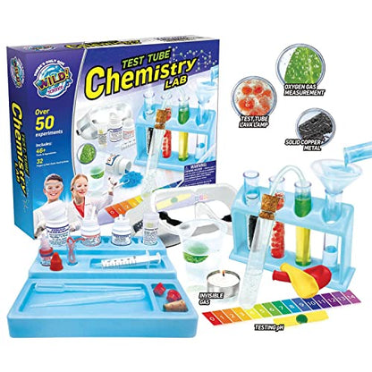 WILD! Science Test Tube Chemistry Lab - 50+ Fun Experiments and Reactions - Science Kits for Kids Age 8-12 - STEM Projects - Chemistry Set