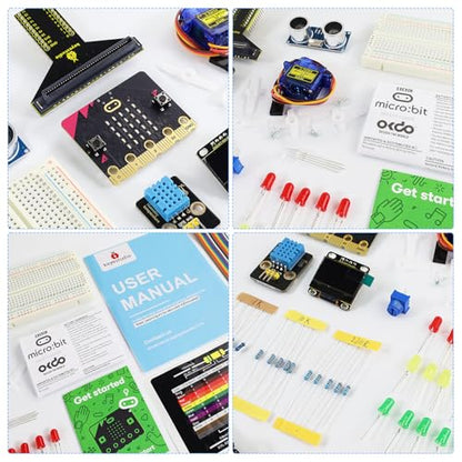 KEYESTUDIO Micro:bit Basic Starter Kit for Teens & Beginners - Electronics Learning Kit with Sensors, LEDs & Tutorials | STEM Education Projects for Coding(Micro:bit Included)