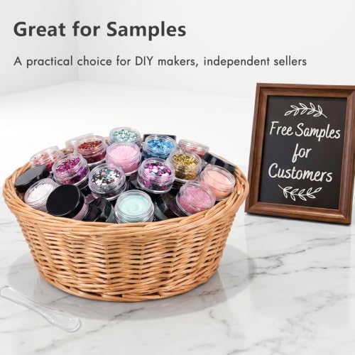 3 Gram Sample Containers 100 Count Empty Lip Balm Containers with Labels - color: Black