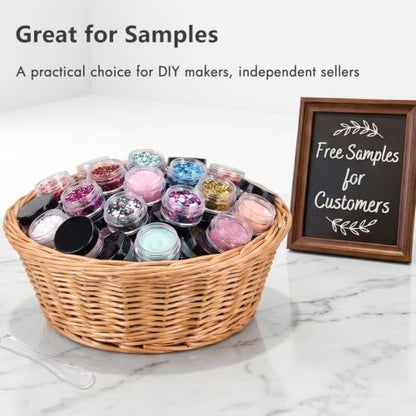 3 Gram Sample Containers 100 Count Empty Lip Balm Containers with Labels - color: Black