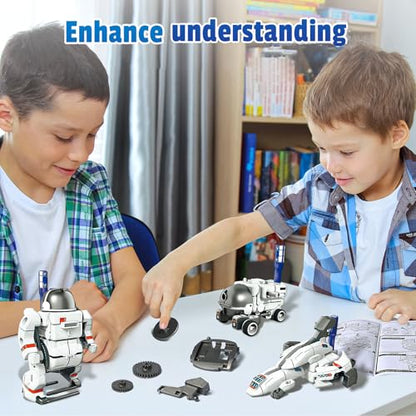 Nilez 6-in-1 STEM Robot Kit for Kids Ages 10 and up, Solar and Battery Powered Engineering Toy, DIY Robotics Science Experiment Set, Building Toys, Educational Birthday Gift for Boys Girls - color: White
