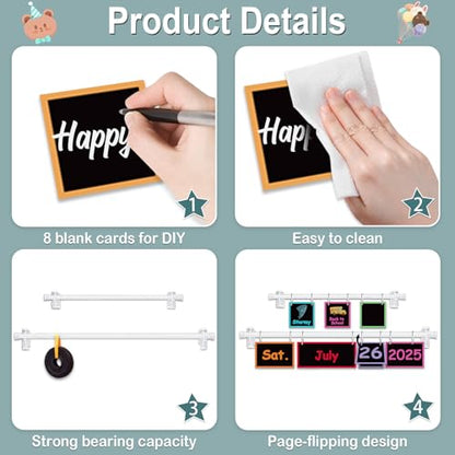 96 Cards Classroom Bulletin Board Decorations Set for Teachers,Flip Calendar with Holder for Classroom,Adjustable Calendar,Preschool Elementary Home Decor Supplies（Chalkboard Vibrant） - style: Chalkboard Vibrant
