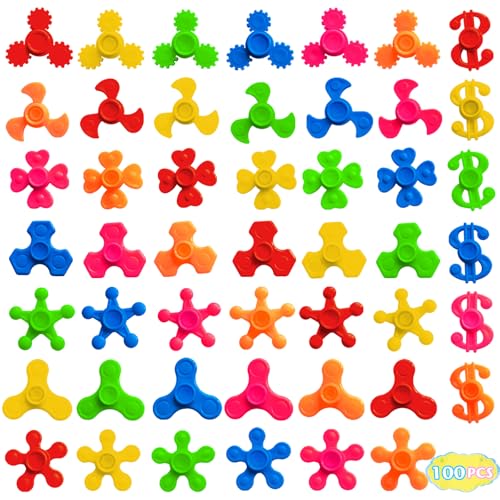100 Pack Mini Fidget Spinner Toys,Stress Relief Sensory Toys,Birthday Party Favors Gifts for Kids Teens Adults,Goodie Bag Stuffers,Treasure Box Toys for Classroom Prizes Supplies
