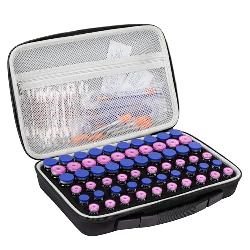 Peptide Case for Fridge, 60 Slots Insulin Vial Protector Organizer Bag, Peptide Vial Storage Case for 1ml 3ml 5ml 10ml Vials, Diabetes Insulin Carrying Case - size: Black-60 Slots