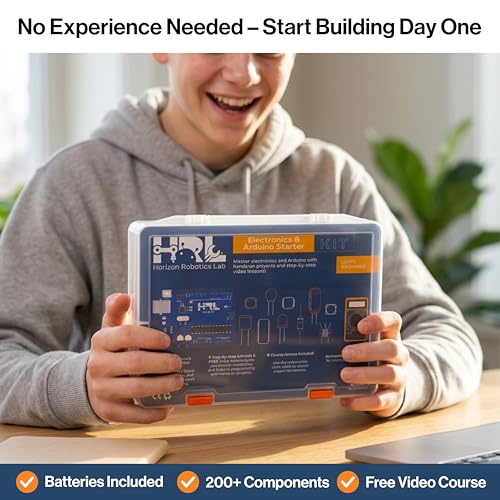 Horizon Uno Electronics Starter Kit with Video Lessons – Arduino-Compatible Board, Sensors, LEDs, Servos & More – Learn Electronics & Coding for Beginners