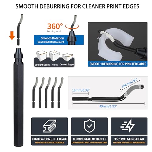 61-Piece 3D Printer Tool Kit with Hard Case, Deburring Tool, Craft Knife, Hand Drill, Needle Files, Scrapers, Nozzle Cleaning Needles & PTFE Tube Cutter for FDM/SLA Printers