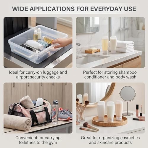 12PCS 150ML/5oz Empty Clear Refillable Cosmetic Soft Tube Squeeze Bottle With Flip Cap Makeup Container Shampoo Facial Cleanser Body Cream Bath Container Portable Cosmetics Travel Set For Women Lady