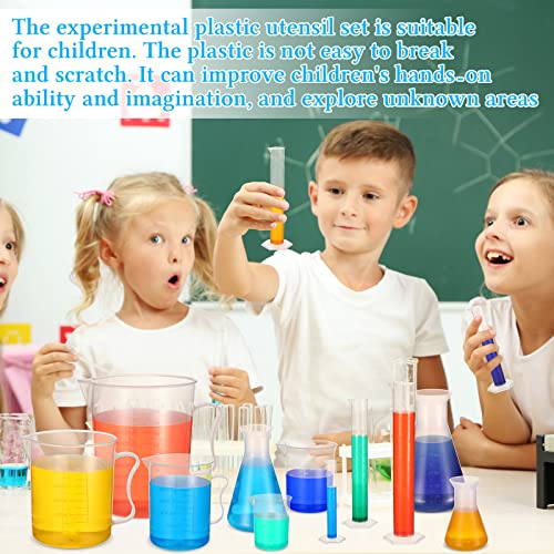 Xuhal 23 Pcs Plastic Beakers Graduated Cylinders Erlenmeyer Flask Set