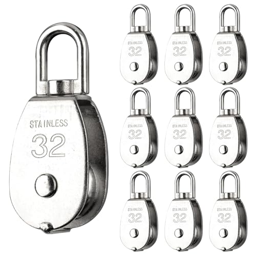 10 Pcs M32 Single Pulley Block, 304 Stainless Steel Swivel Pulley - style: 10*M32 Pulley