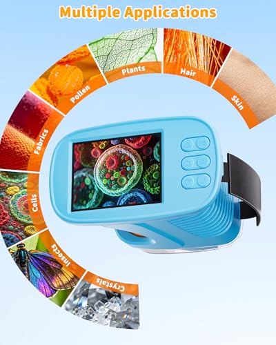 1000X Handheld Microscope for Kids, 4K Digital Kids Microscope Science Kits - color: Blue