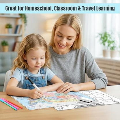 Australia & Oceania Map 11x17 Laminated Dry Erase Geography Chart | Double-Sided with Color Front & Blank Outline Back | Reusable Classroom Tool - color: Australia & Oceania