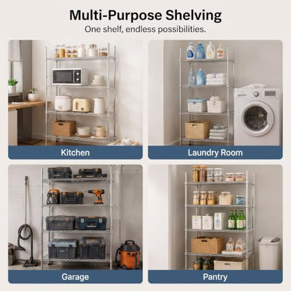 Thyle 4 Pack 54-Inch Wire Shelving Posts with 50 Clip, Chrome Steel, Sliver - color: Sliver, size: 54''