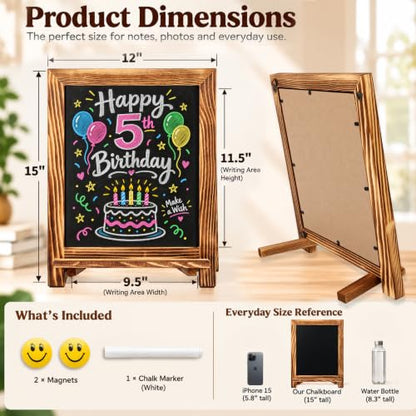 LotFancy 15"x12" Magnetic Chalk Board Sign, Small Tabletop Chalkboard Brown - color: Rustic Brown, size: 12"W x 15"H