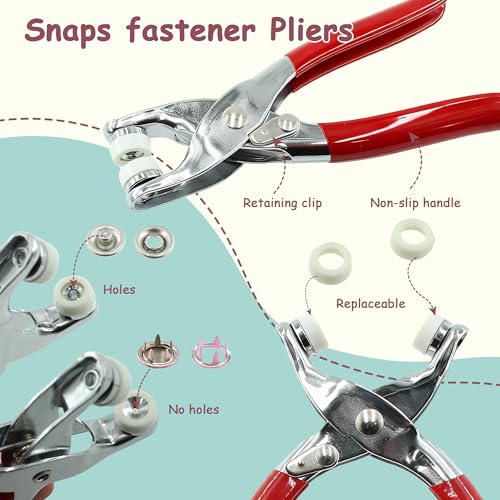 SHRJ 240Sets Metal Snaps Button Kit with Pliers Press Tool for Sewing - style: 240 Sets(Hollow & Solid)
