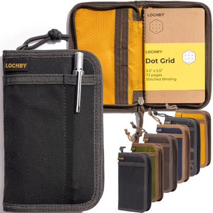 LOCHBY® Pocket Journal | Tomoe River 3.5" x 5.5" Notebook | Waxed Canvas | Ideal for Travelers & Daily Use, Fits Field Notes, Moleskine Cahier - color: Black, size: Pocket-size Zipper