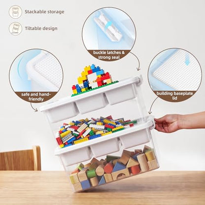 Citylife 17QT 2-Pack Toy Organizer Craft Storage Buildable Lid Movable Tray - size: 2 Packs-17 QT