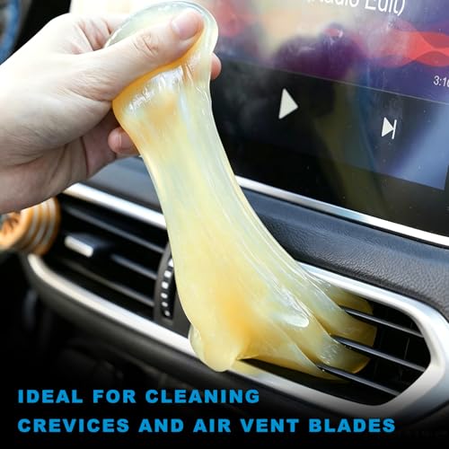 Car Cleaning Gel, Reusable Air Vent Detailing Putty Automotive Dust Removal Slime, Universal Dashboard Dusting Mud Interior Cleaner for Vehicles Keyboards Laptops Keys (Yellow) - color: Yellow