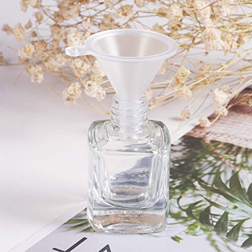 BENECREAT 12PCS 10ml Empty Nail Polish Bottles Transparent Glass Nail Varnish Bottles with Brushes, 5PCS Funnel Hopper - size: 10ml