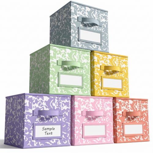 LemonRoad 6 Fabric Cube Storage Bin 11'' Classroom Bin, Macaron, Label - color: Macaron Color, style: Label
